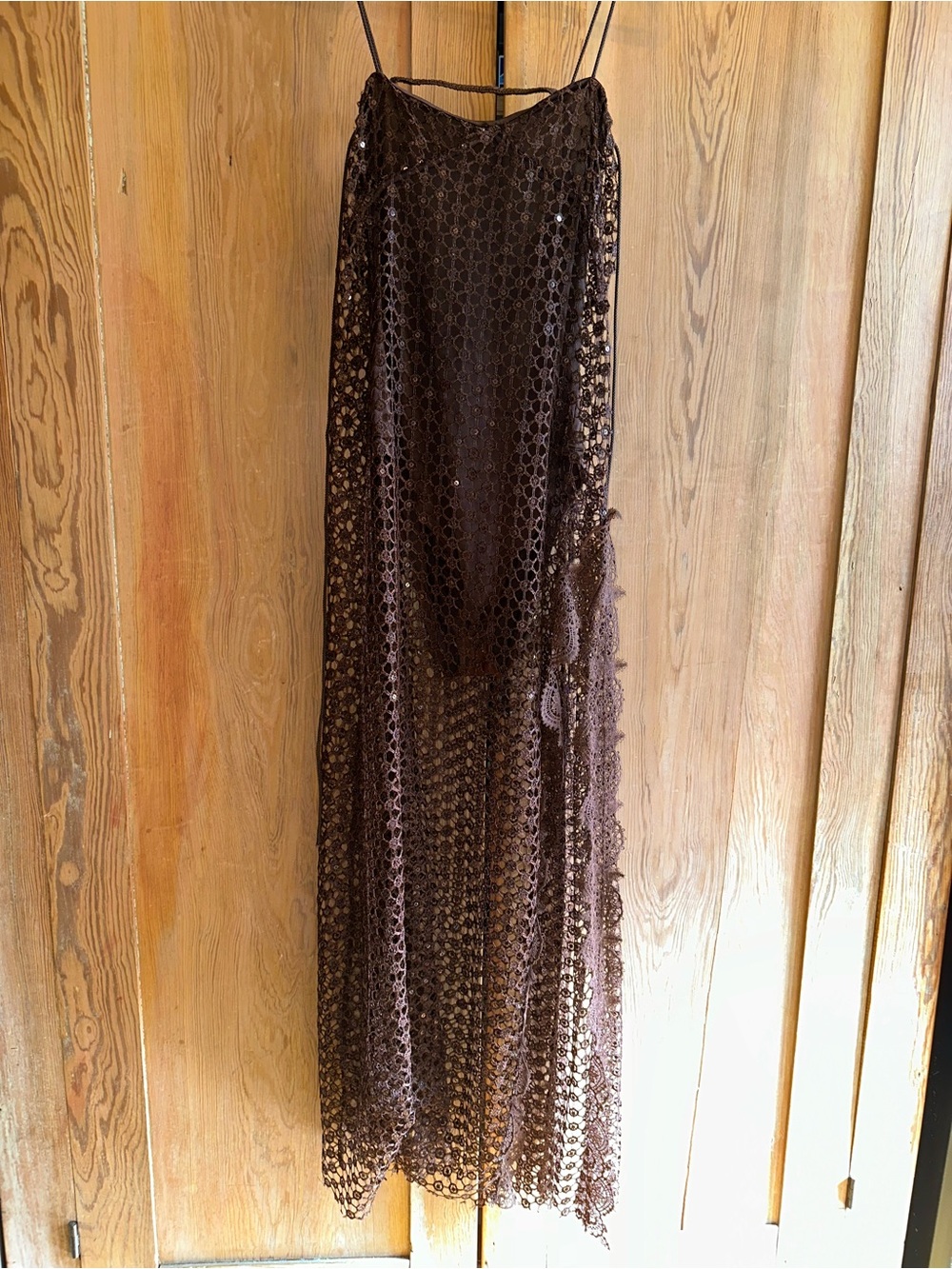 Free People Bodysuit Smoke and Morris Merlot Brown Sequin size Large NWT